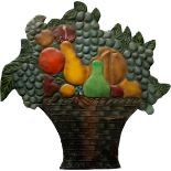 Tin sign filled fruit basket, around 1910 