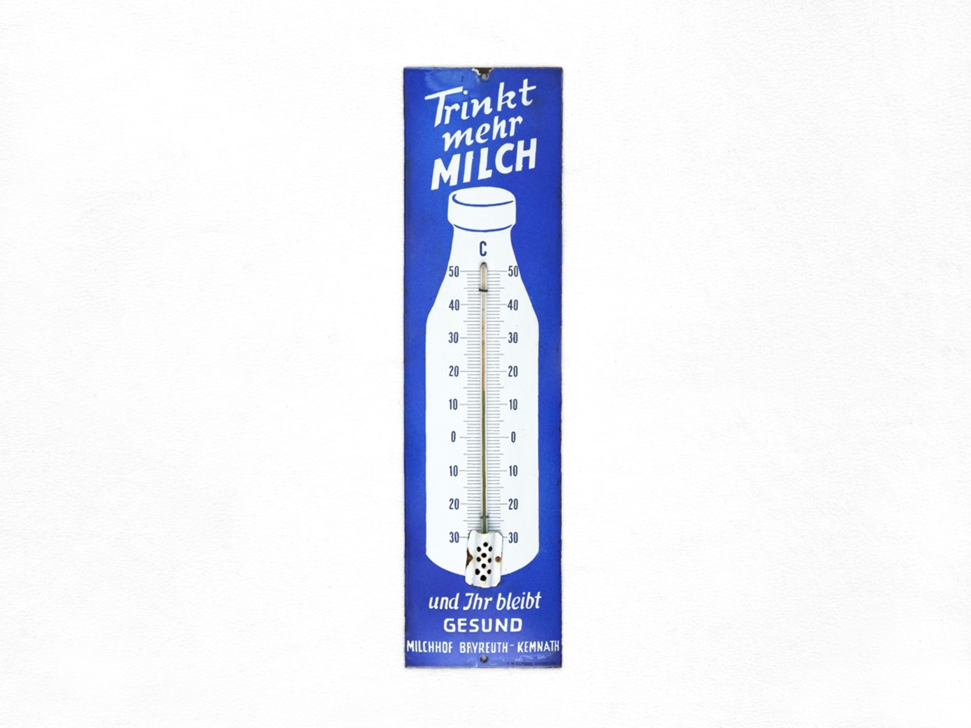 Enamel sign Drink more milk Thermometer, Bayreuth, around 1950 - Image 7 of 7