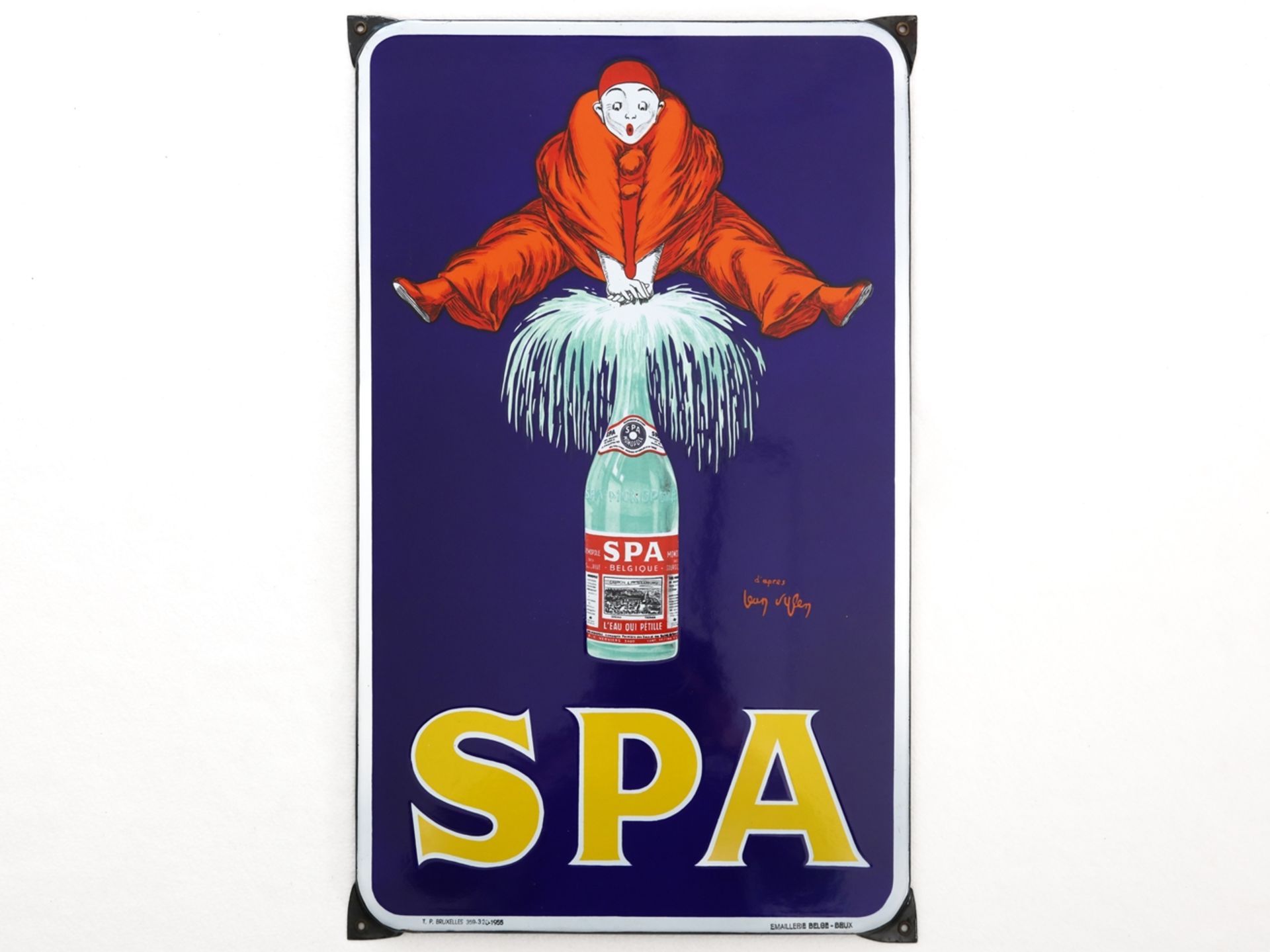 Enamel sign SPA in dream condition! Jean D'YLEN, Belgium, dated 1955 - Image 7 of 7