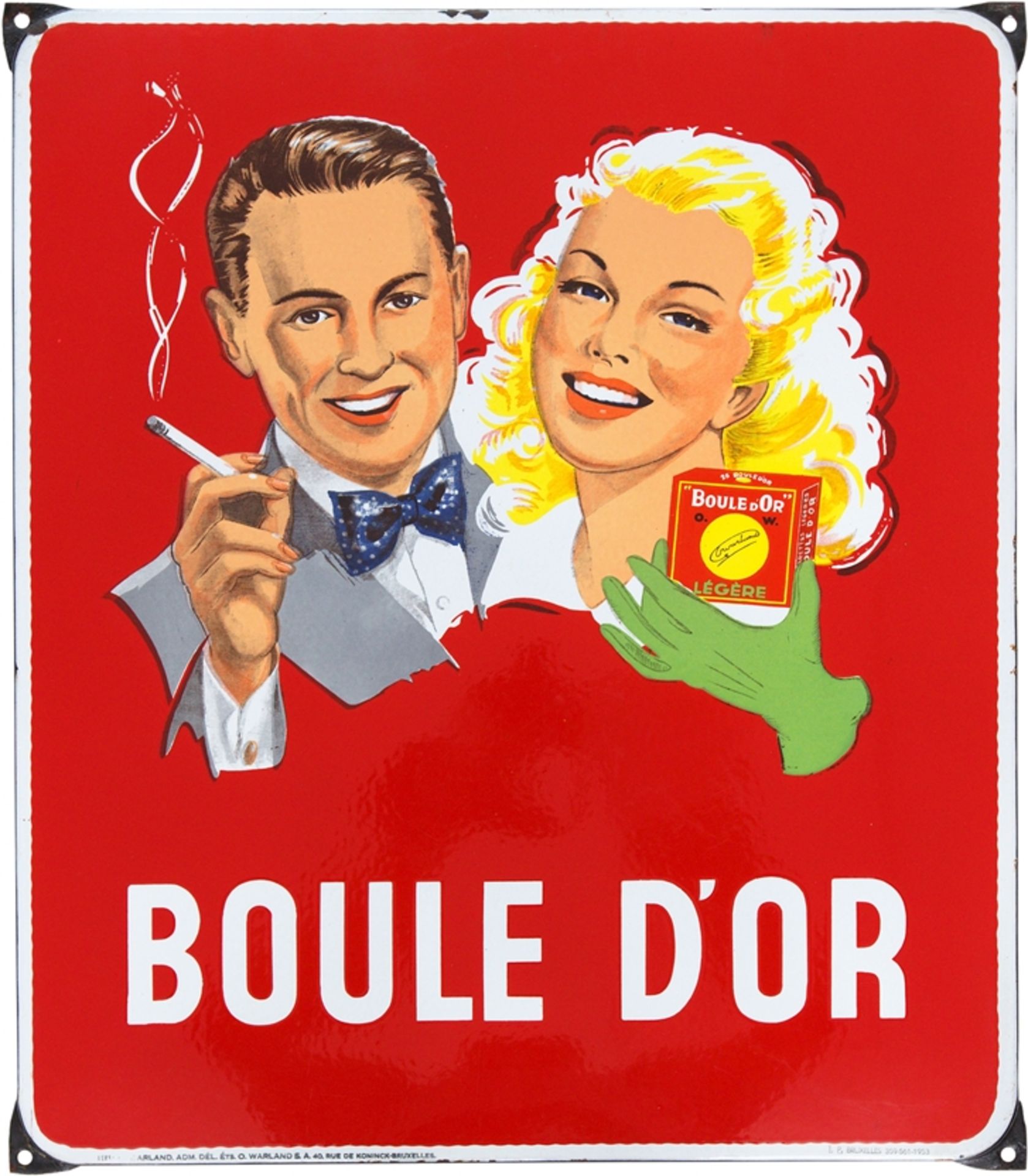 Emailschild Boule D'or, Belgien, datiert 1953