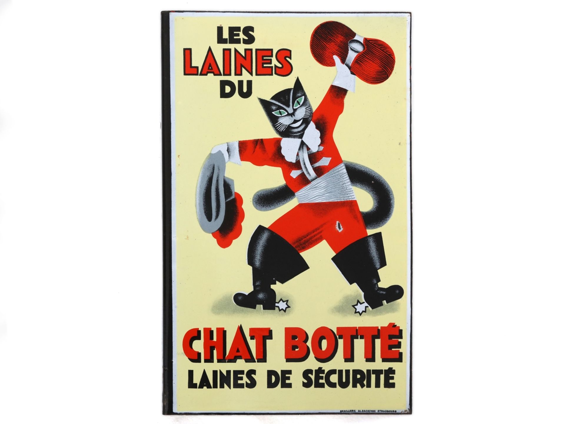 Emailschild Les Laines du Chat Botté, Frankreich, um 1930 - Bild 6 aus 7