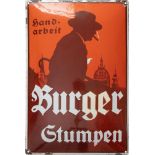 Emailschild Burger Stumpen, Burg, Schweiz um 1930 (R)