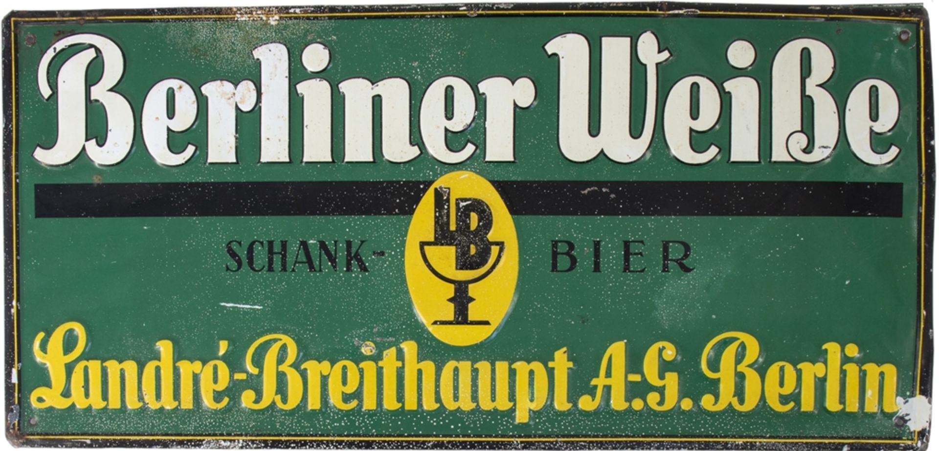 Tin sign Berliner Weiße, Landré-Breithaupt AG, Berlin around 1920