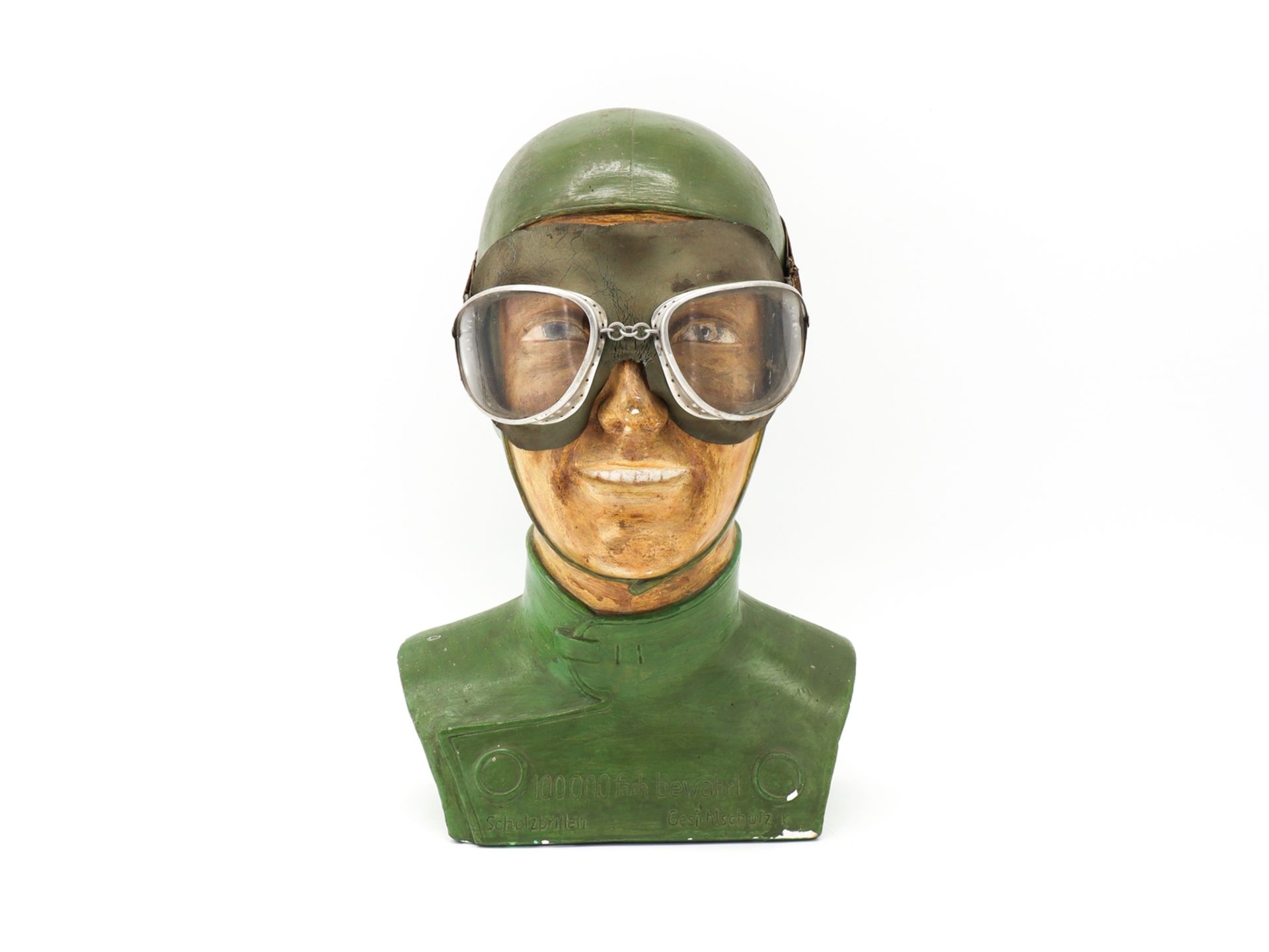 Advertising figure for protective goggles, curiosity, around 1920 