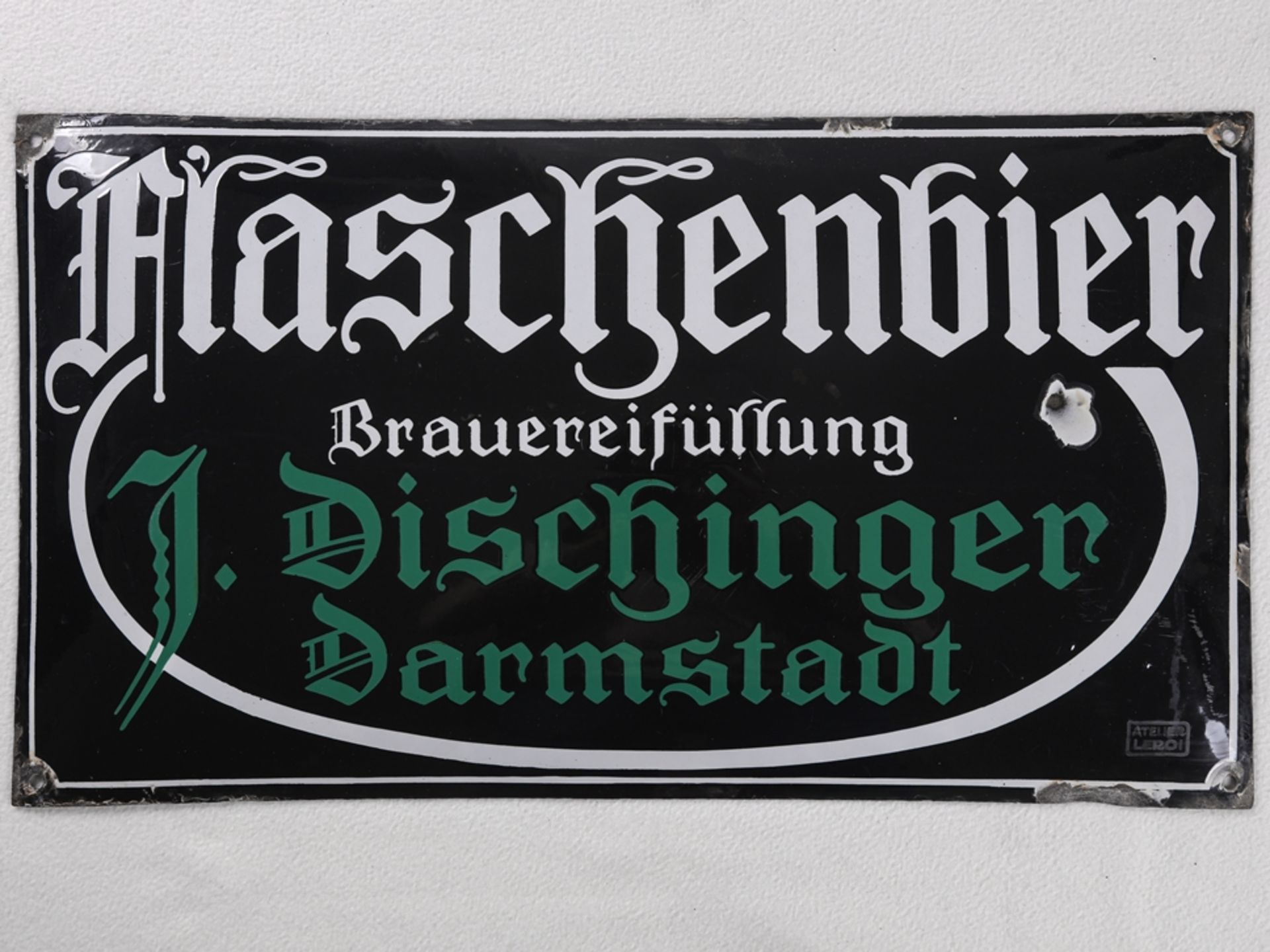 Enamel sign Dischinger Flaschenbier Darmstadt, around 1910  - Image 7 of 7