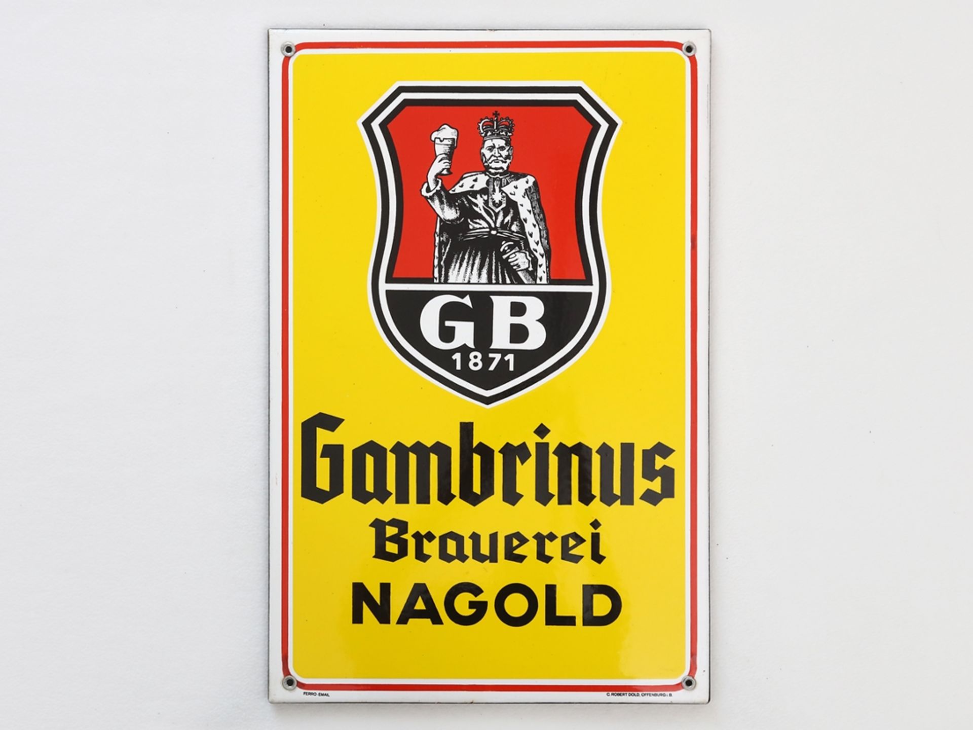 Gambrinus Brewery enamel sign, Nagold, around 1950 - Image 7 of 7