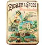 Blechschild Ziegler u. Gross Weingroßhandlung, Konstanz und Kreuzlingen (Schweiz), um 1900