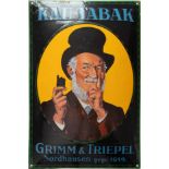 Enamel sign Grimm & Triepel Kautabak, Nordhausen around 1920