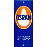 Emailschild Osram Lichtquellen von Weltruf, um 1950