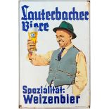 Emailschild Lauterbacher Bier, Lauterbach, um 1930
