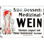 Enamel sign Medizinal Weine, Kathreiner Munich, around 1910