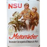 Enamel sign NSU Motorräder, Neckarsulm, around 1920