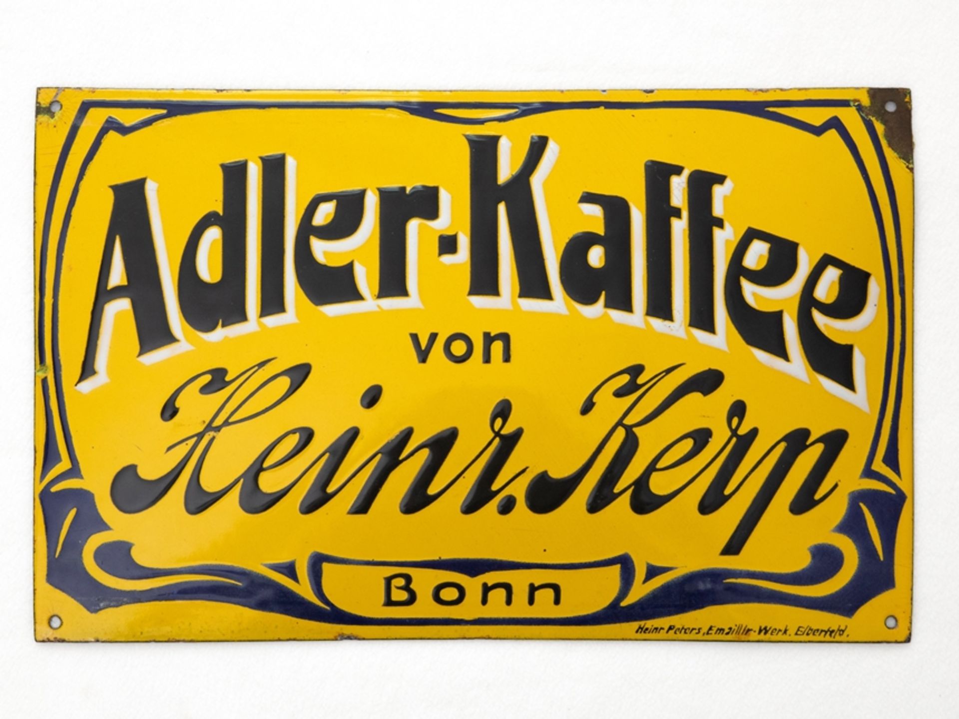 Enamel sign Adler-Kaffee - in the finest Art Nouveau style, Bonn, around 1900 - Image 7 of 7