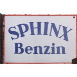 Emailschild Sphinx Benzin, Österreich, um 1920 