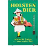 Enamel sign Holsten Bier thermometer, signed, Hamburg, around 1950