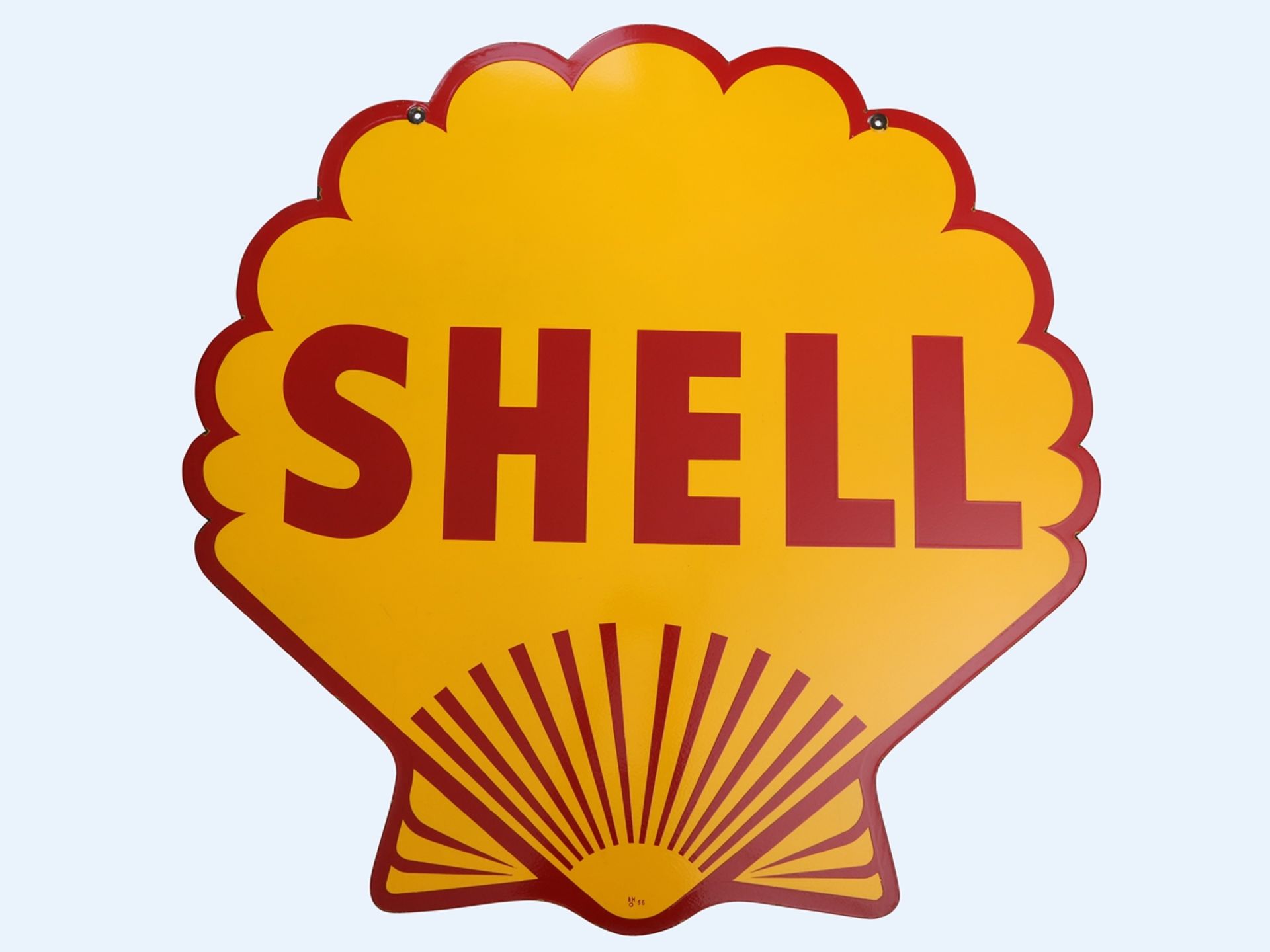 Emailschild Shell, Großformat im Traumzustand! Datiert: 1954 - Bild 8 aus 8