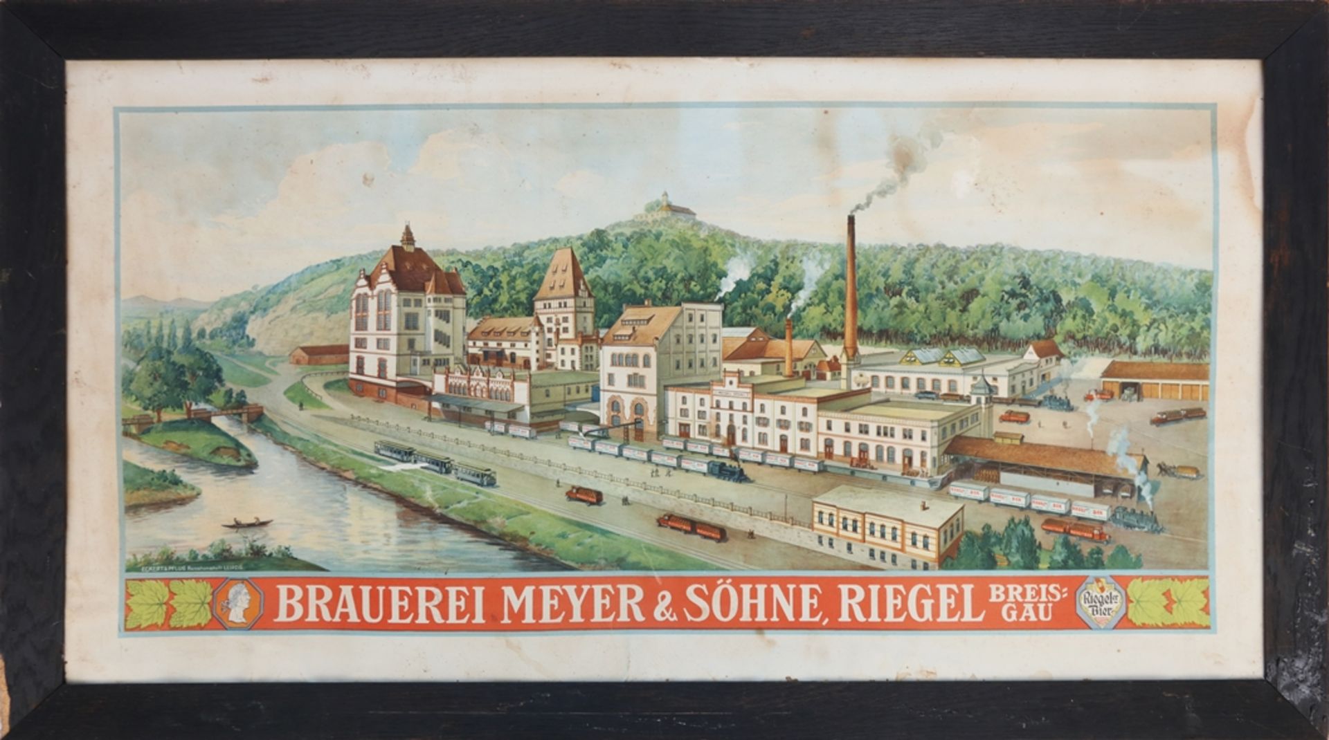 Plakat Brauereiansicht Riegeler Bier, Freiburg, um 1910