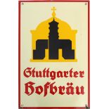 Emailschild Stuttgarter Hofbräu, um 1950