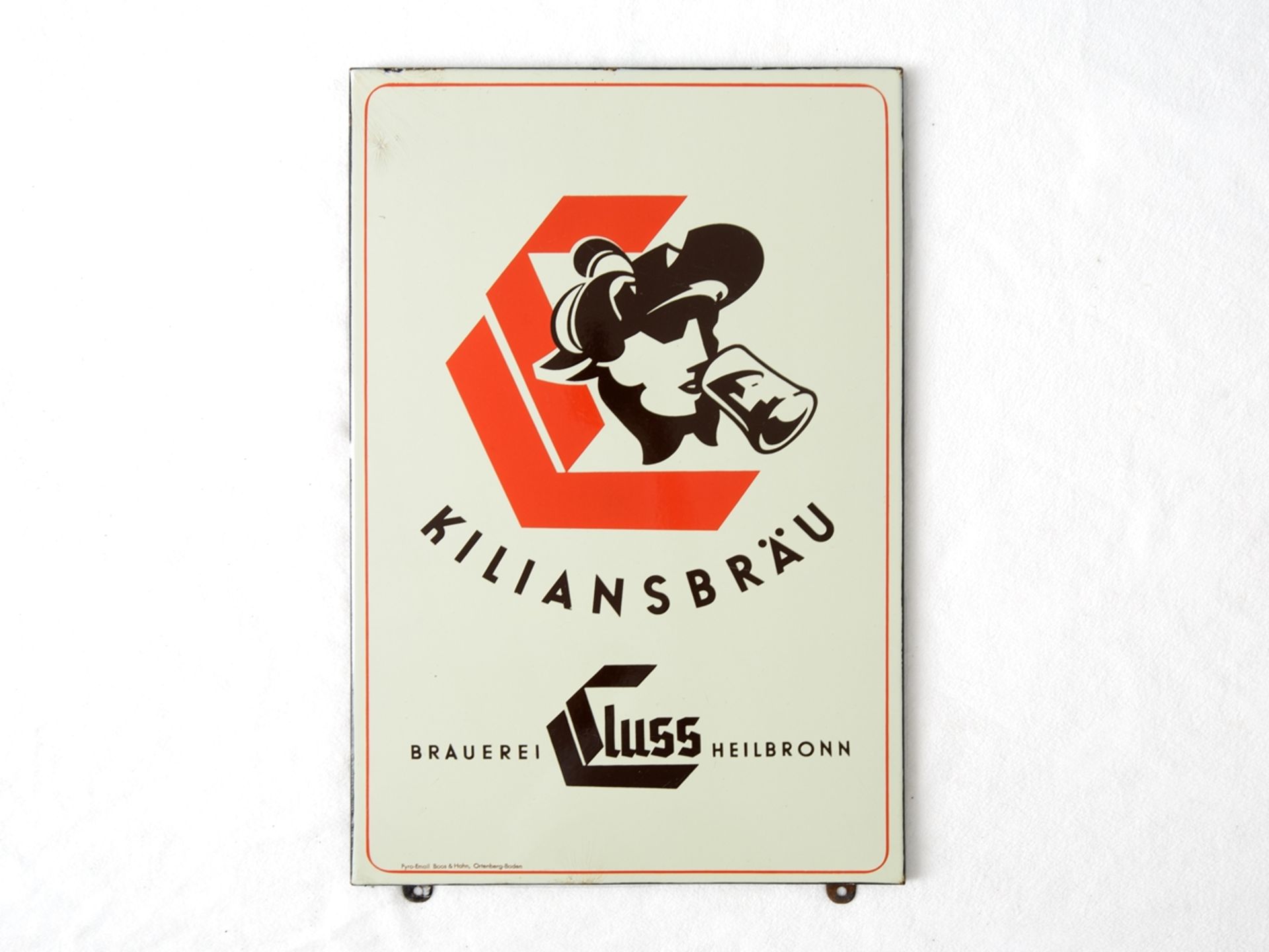 Emailschild Kiliansbräu, Brauerei Cluss Heilbronn, um 1950 - Bild 7 aus 7