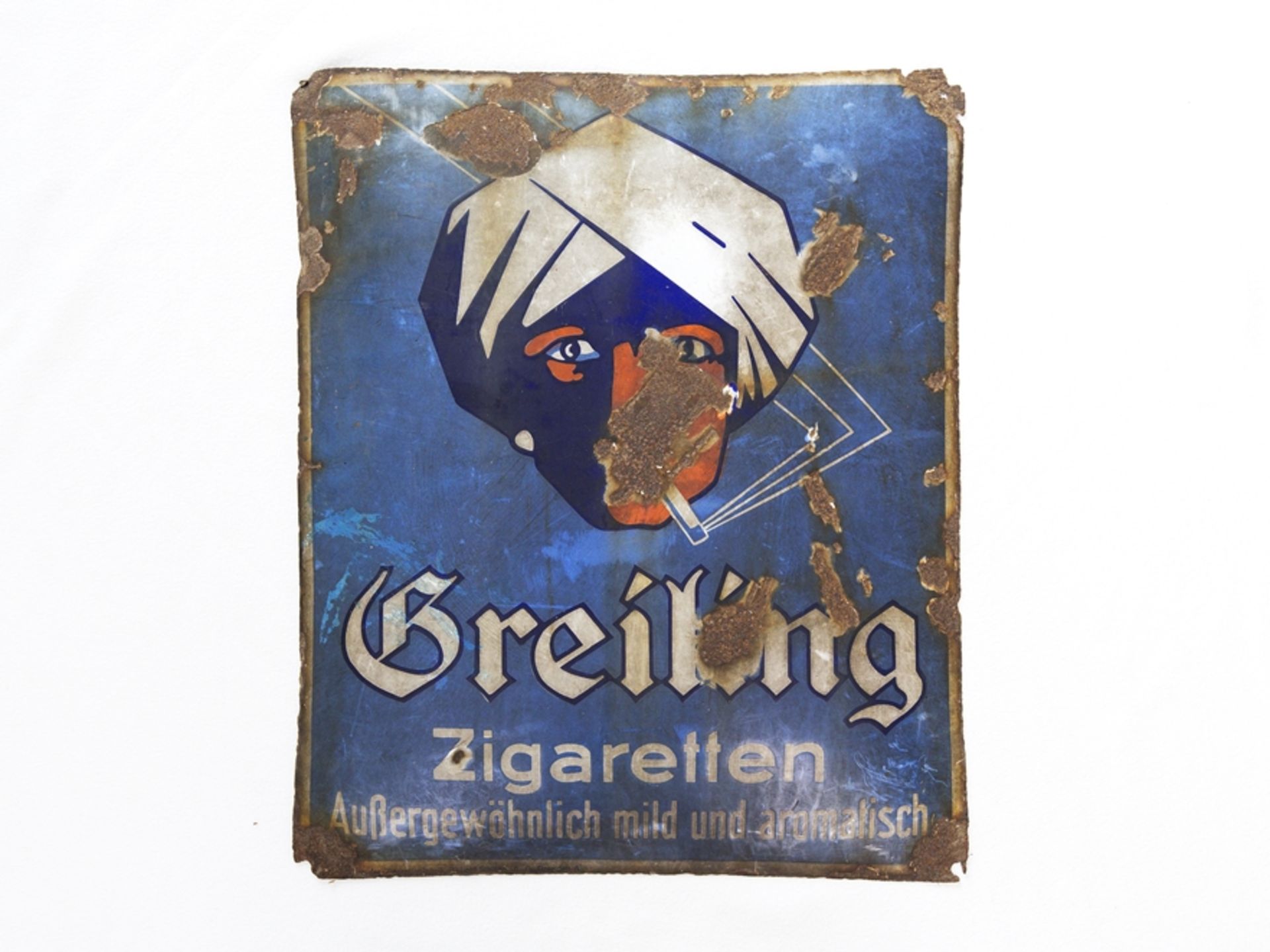 Enamel sign Greiling cigarettes, as found, Dresden around 1920 - Image 3 of 3