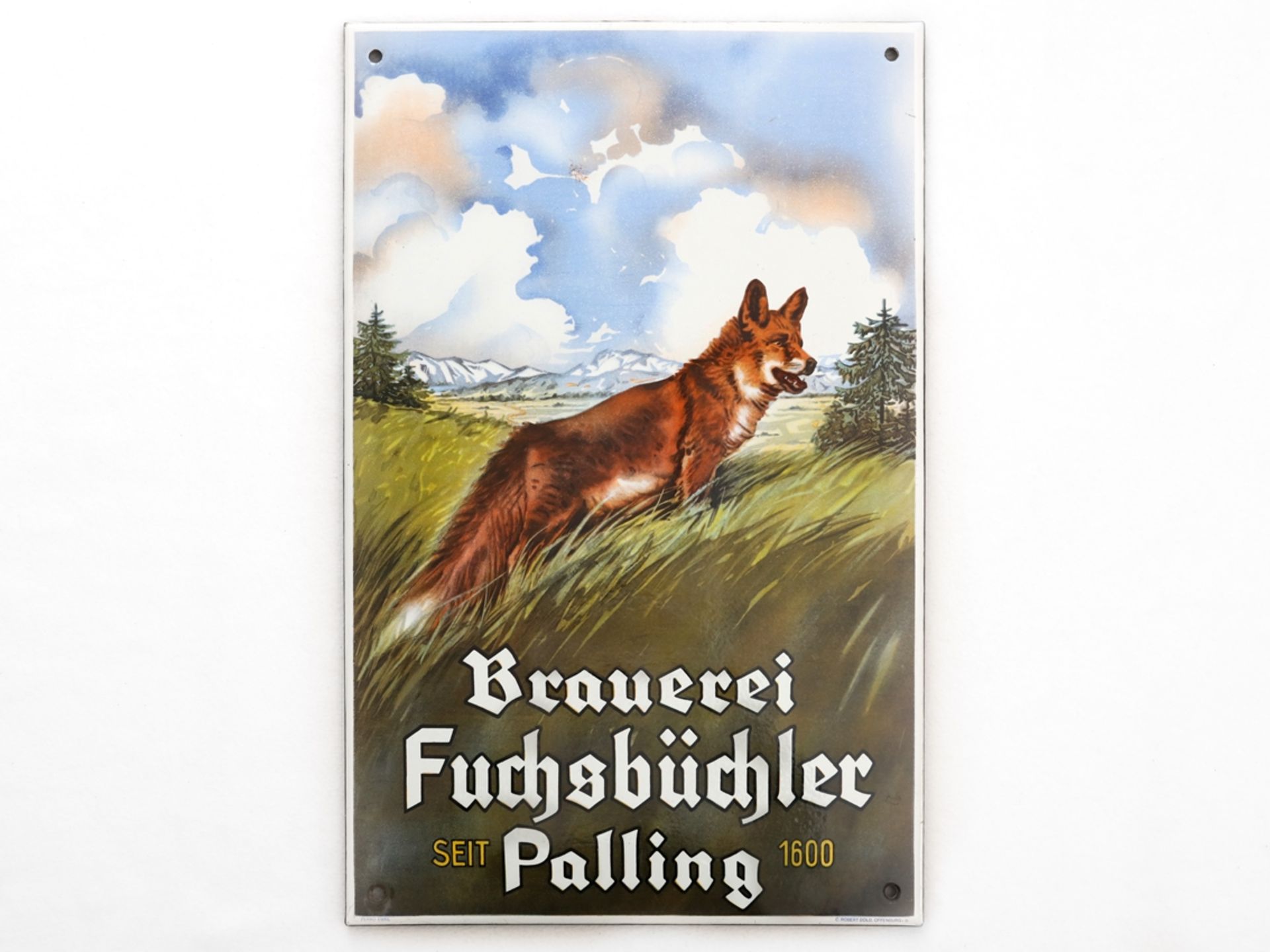 Enamel sign brewery Fuchsbüchler - in dream condition! Palling, around 1950 - Image 7 of 7