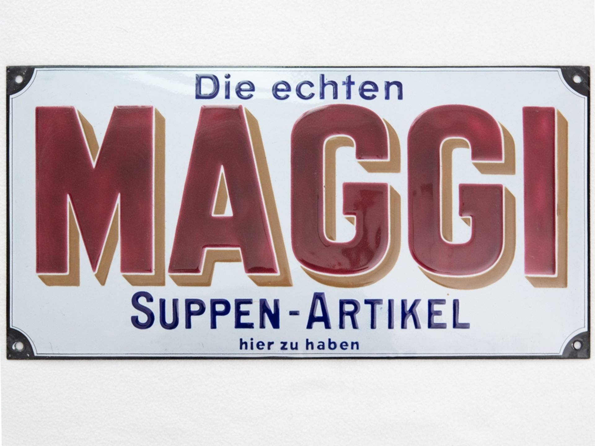 Enamel sign Maggi "die echten..." in dream condition! Berlin and Singen, around 1920 - Image 7 of 7