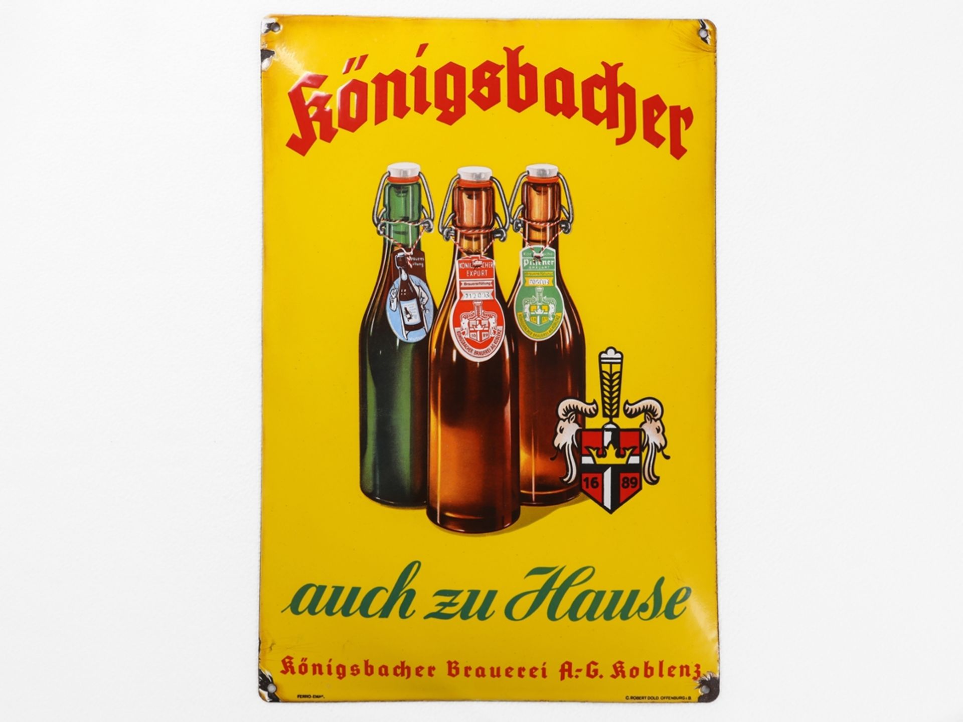 Enamel sign for the Königsbacher brewery in Koblenz, around 1930 - Image 7 of 7