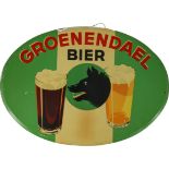 Blechschild Groenendael Bier, Hoeilaart, Nähe Brüssel, datiert 1938