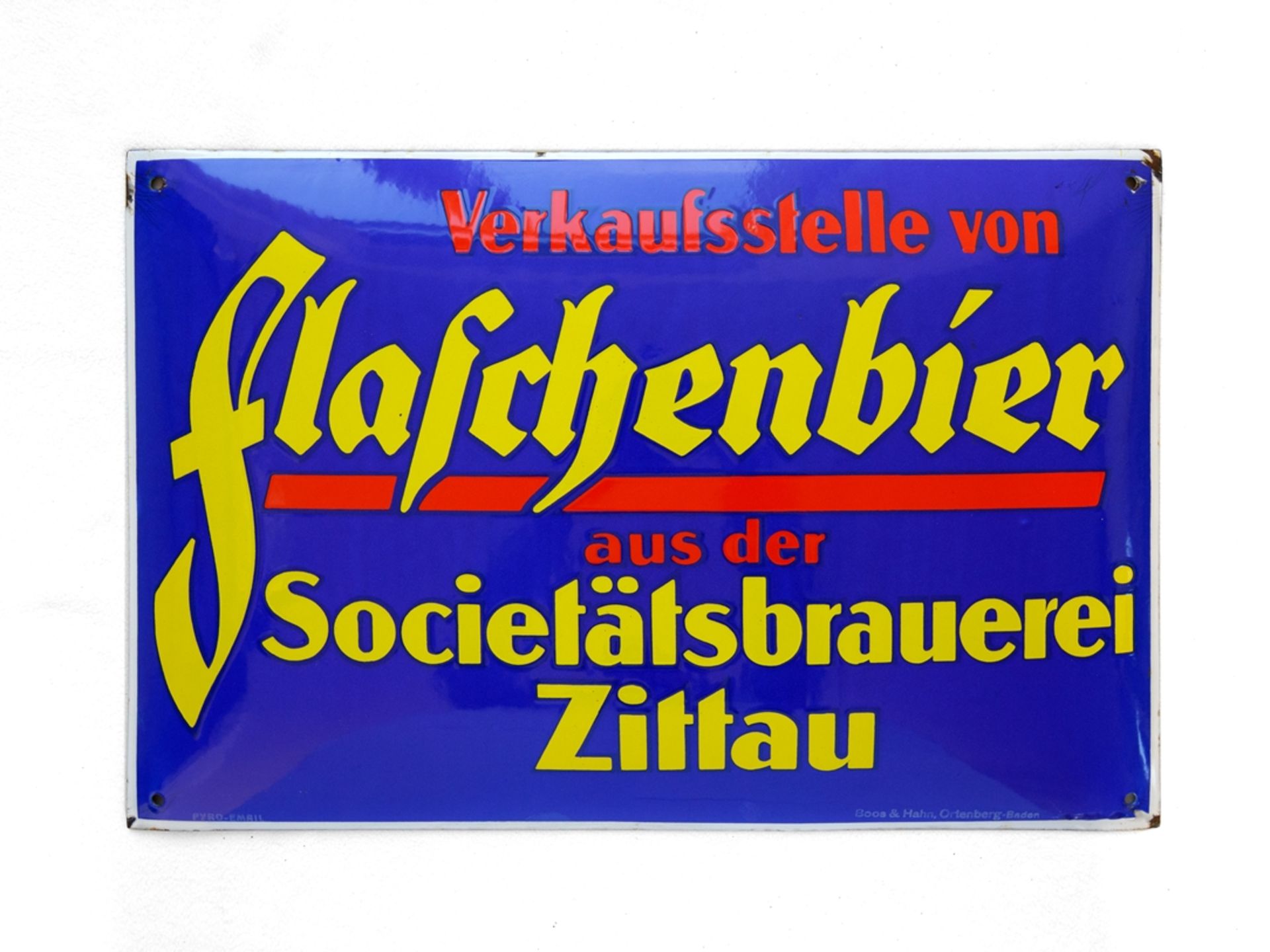 Emailschild Flaschenbier der Societätsbrauerei Zittau, um 1930 - Bild 7 aus 7