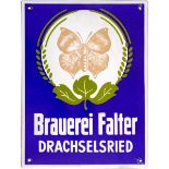 Emailschild Brauerei Falter Drachselsried, um 1950