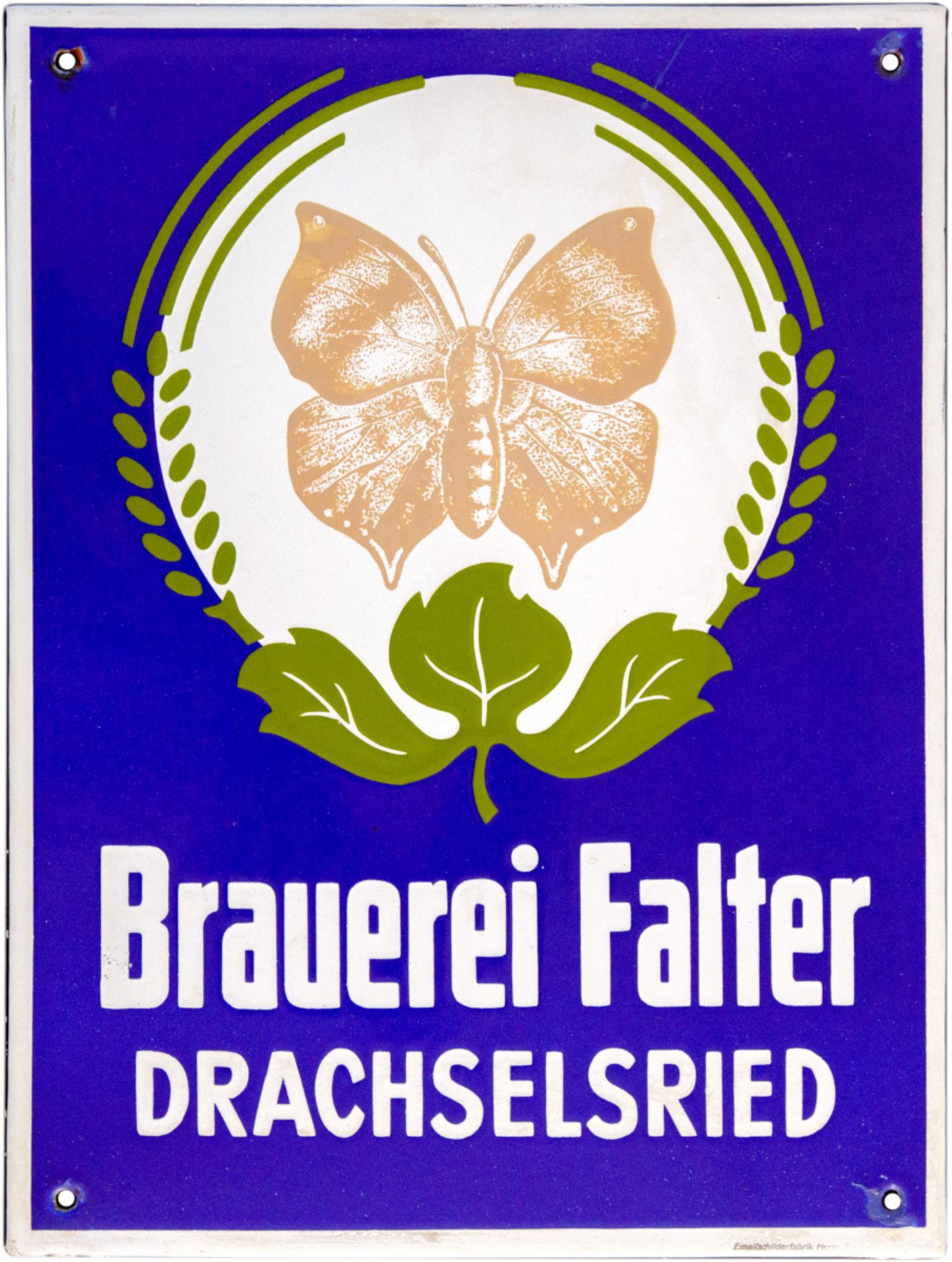 Emailschild Brauerei Falter Drachselsried, um 1950