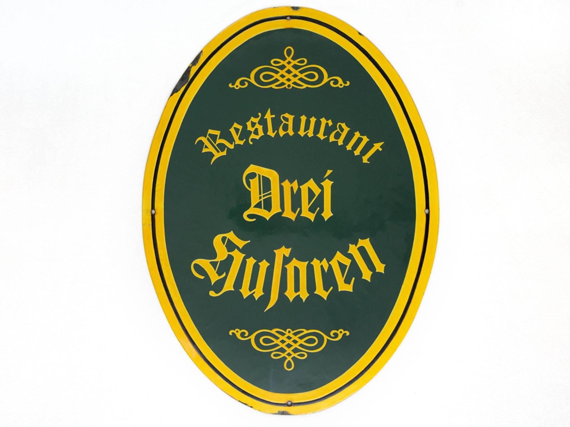 Emailschild Restaurant Drei Husaren, um 1930 - Bild 7 aus 7