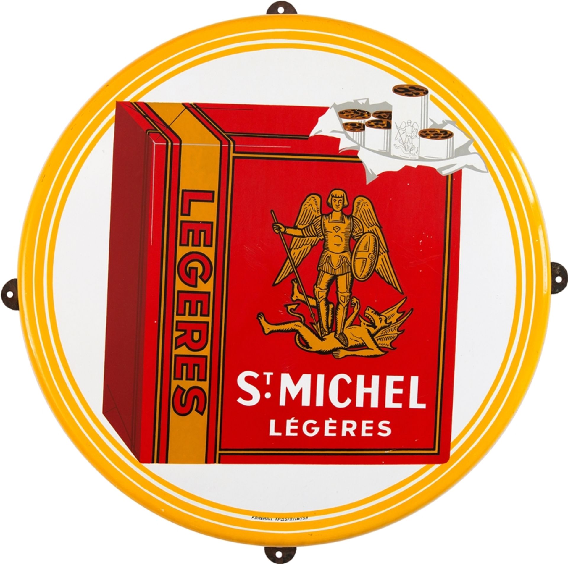 Enamel sign St Michel, Légères, Belgium, dated 1953