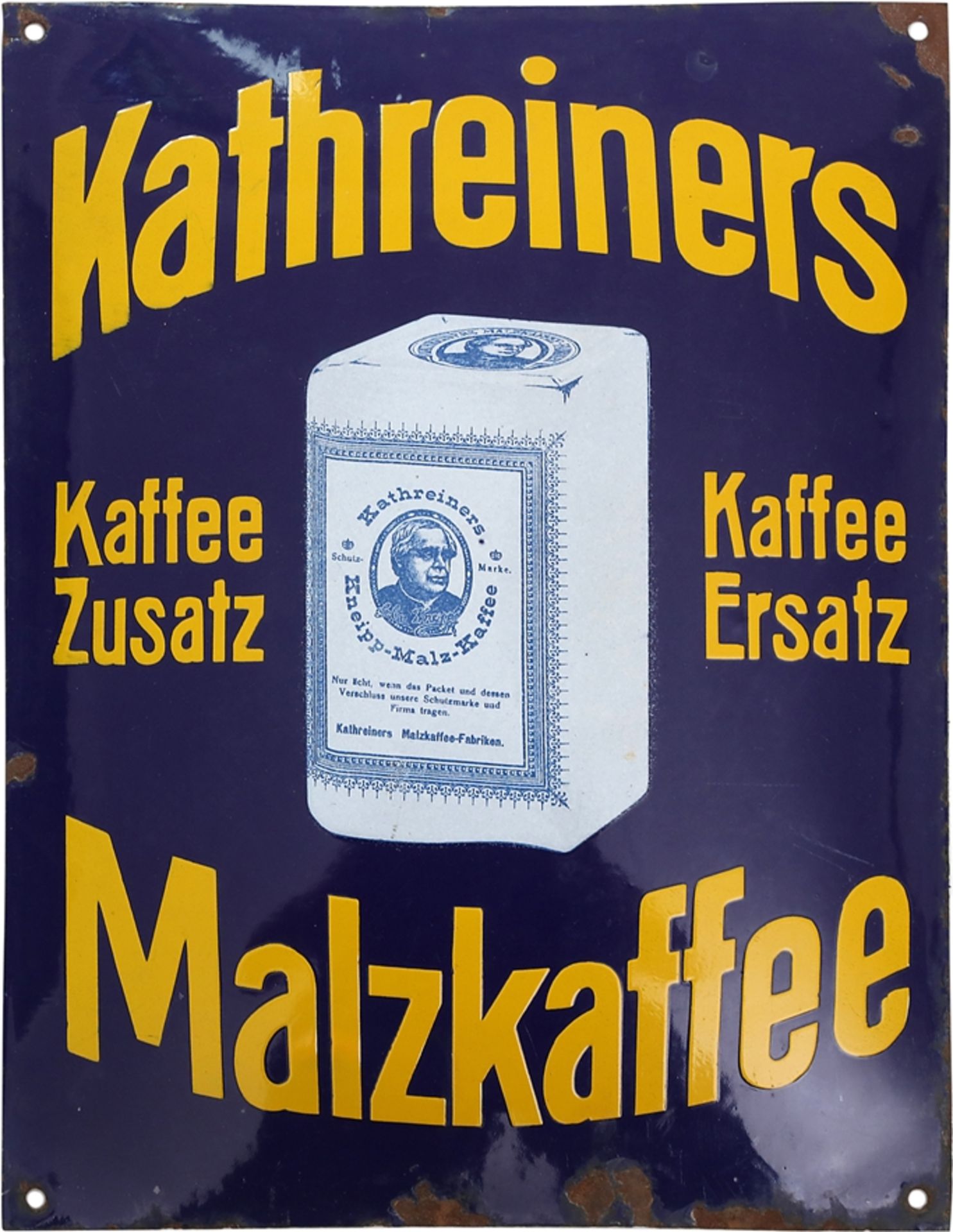 Emailschild Kathreiners Malzkaffee München, um 1920