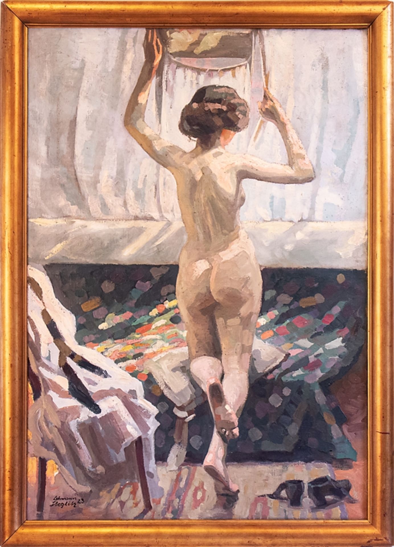 Martin Lehmann-Steglitz (1884 - 1950) Female nude, oil on canvas, dated 1923