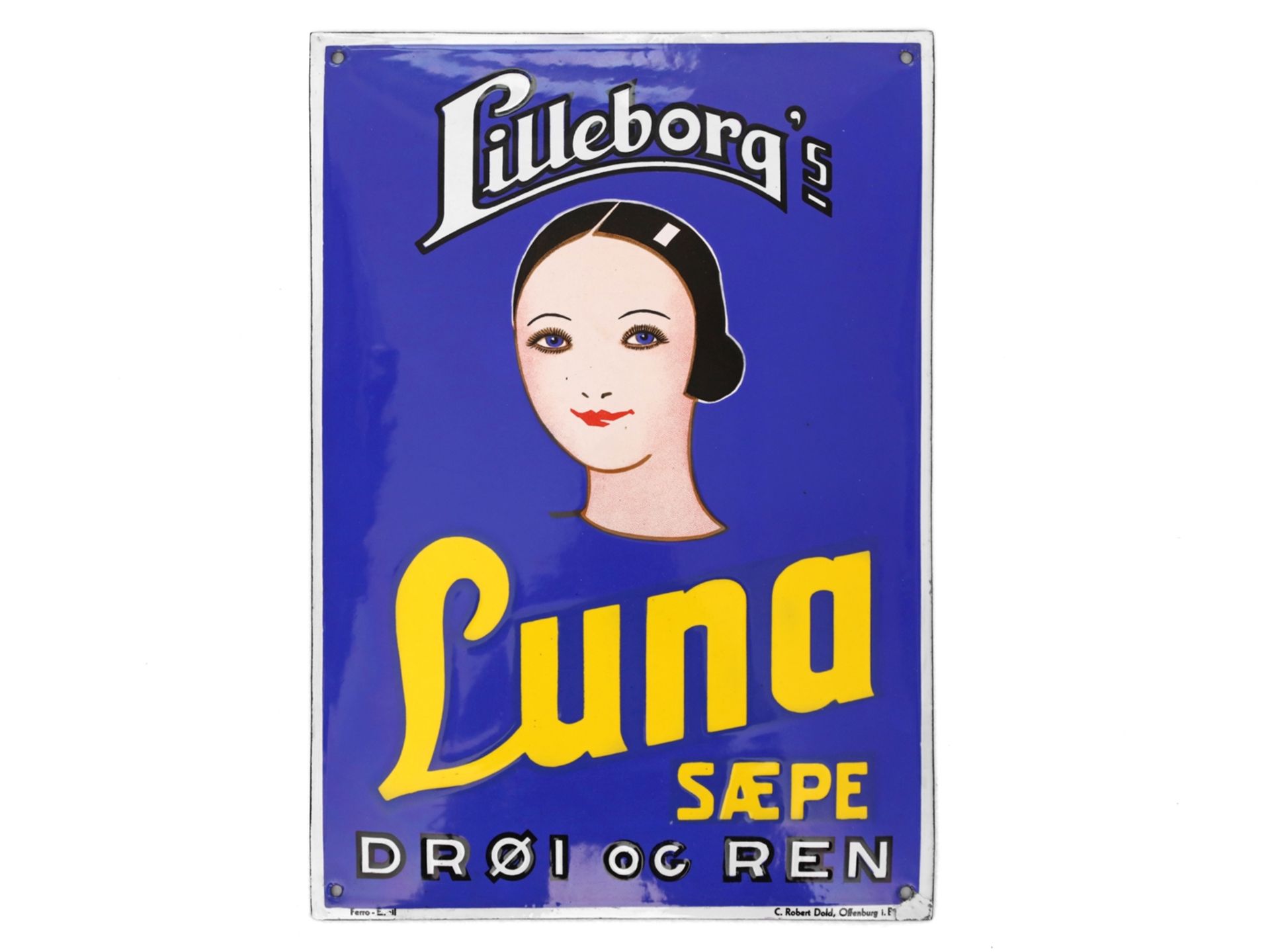 Enamel sign Lilleborg's Luna Saepe in dream condition! Norway around 1930 - Image 7 of 7