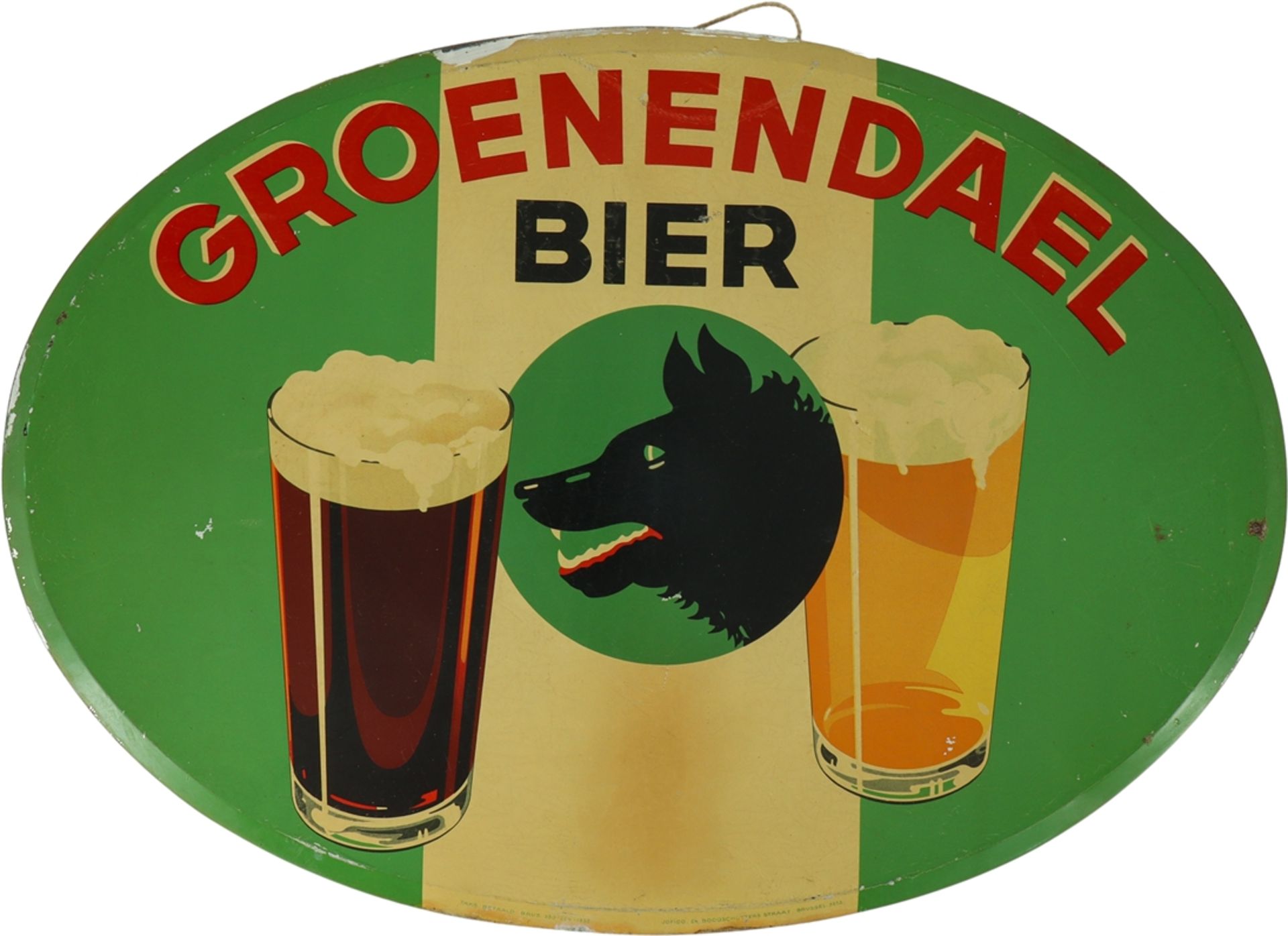 Tin sign Groenendael beer, Hoeilaart, near Brussels, dated 1938 - Image 4 of 4