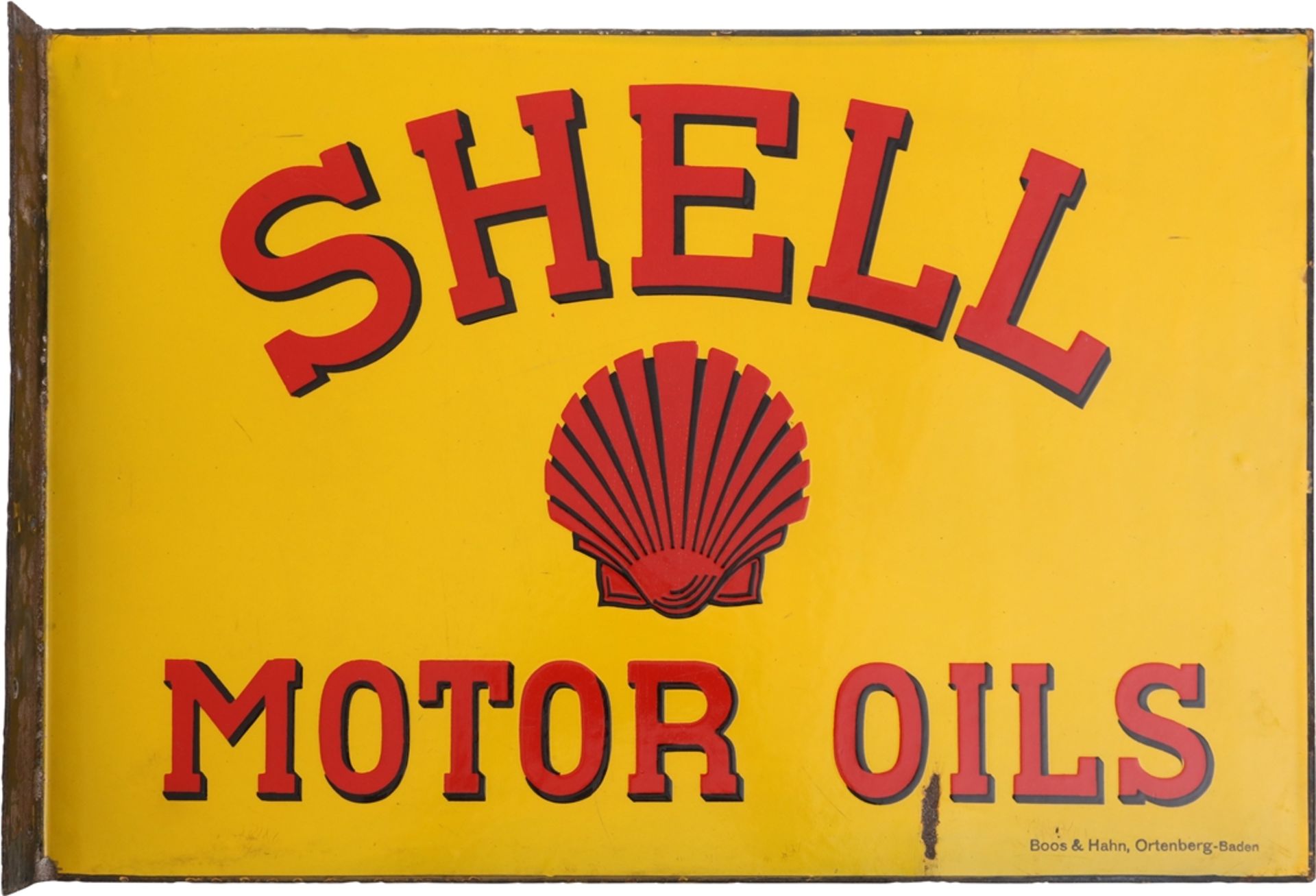 Emailschild Shell Motor Oils, Österreich, um 1920