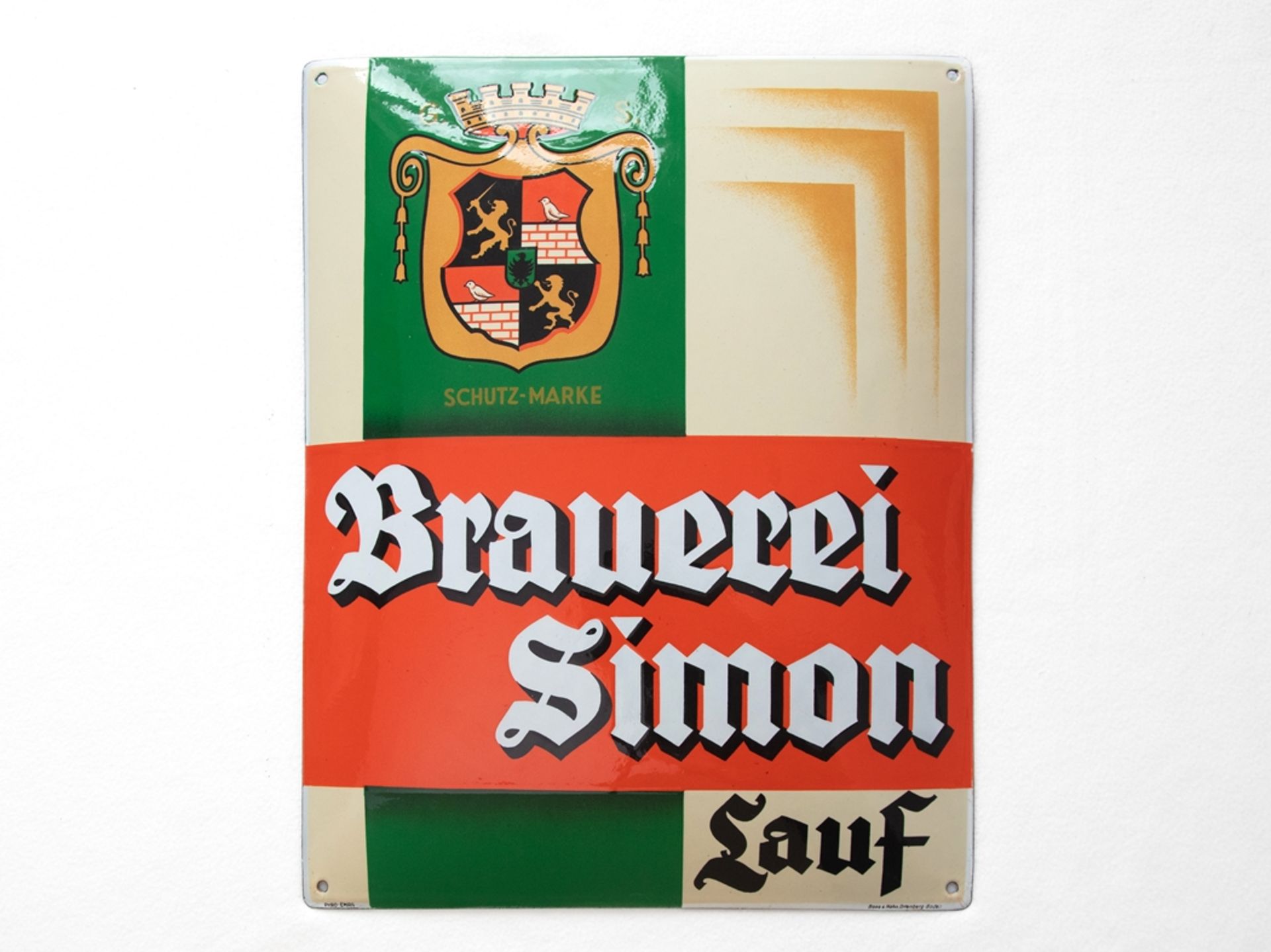 Simon brewery enamel sign, dream condition "0", Lauf an der Pegnitz, around 1930 - Image 7 of 7