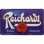 Enamel sign Reichardt cocoa, chocolate, Wandsbek, around 1930