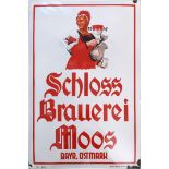 Emailschild, Ludwig Hohlwein, Schlossbrauerei Moos, um 1930