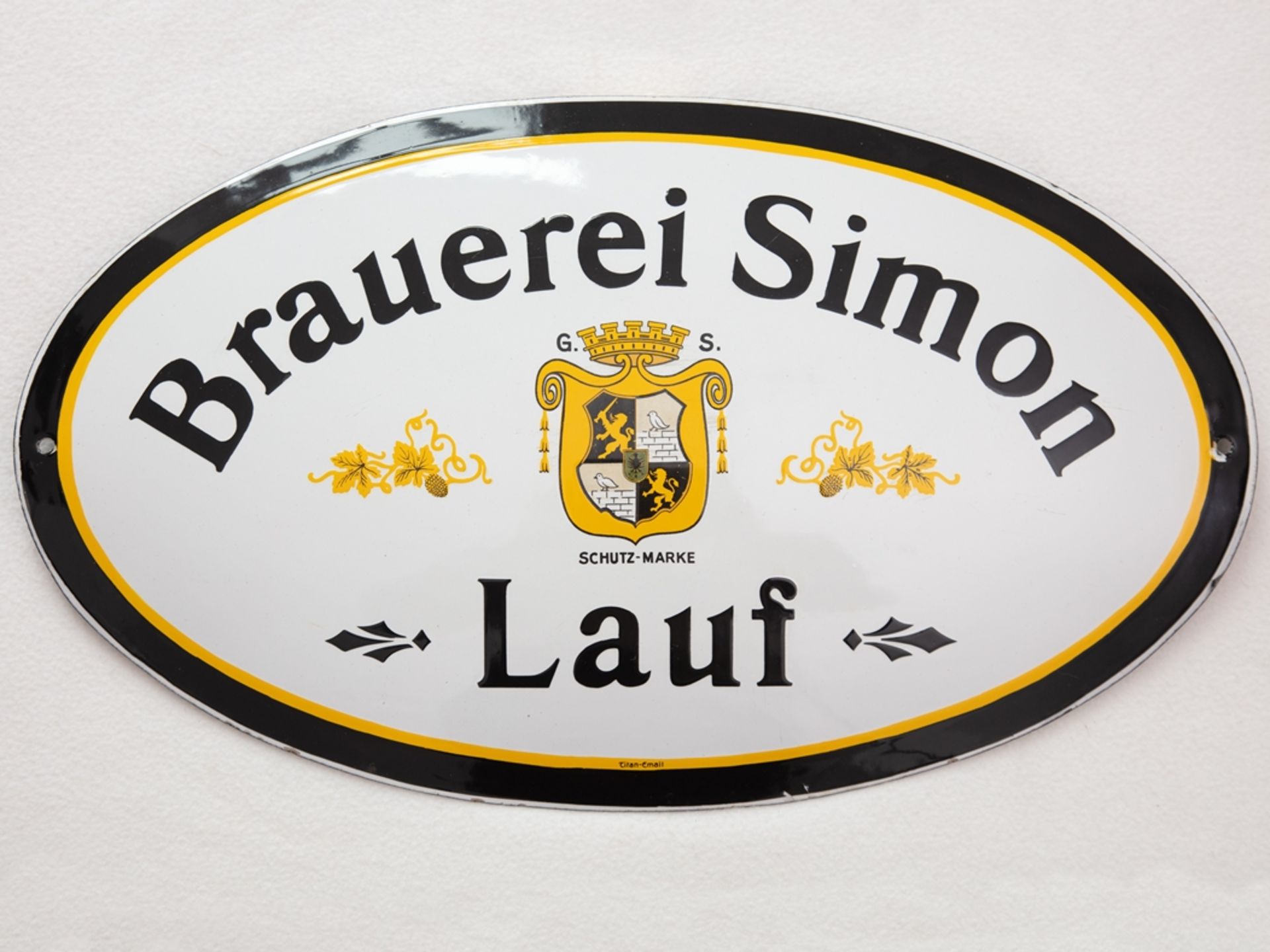 Enamel sign for the Simon brewery, Lauf an der Pegnitz, around 1930 - Image 7 of 7