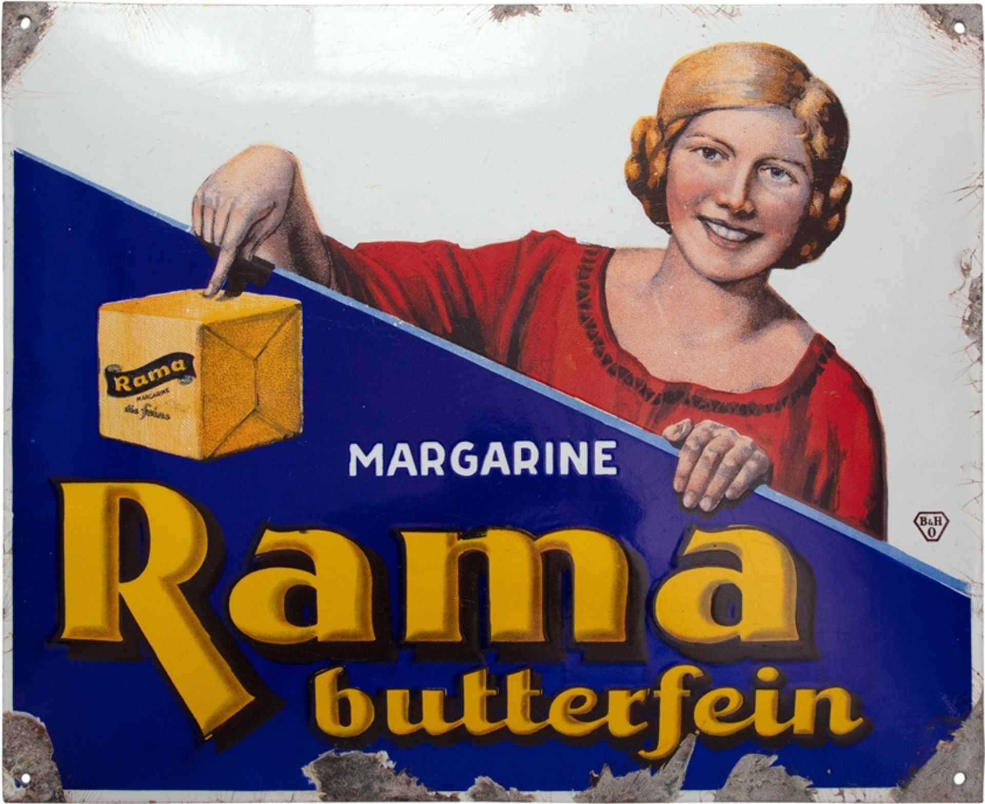 Enamel sign Rama Margarine, Hamburg around 1920