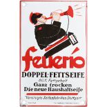 Enamel door sign Feuerio Seife, Stuttgart, around 1910