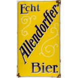 Enamel sign Echt Allendorffer Bier, Schönebeck (Elbe), around 1910