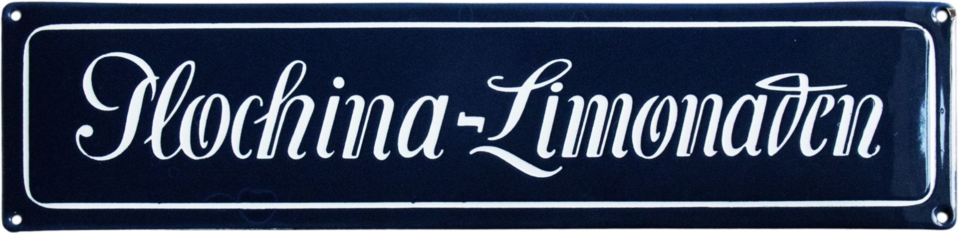 Emailschild Plochina Limonade, Plochingen, Nähe Esslingen, um 1950