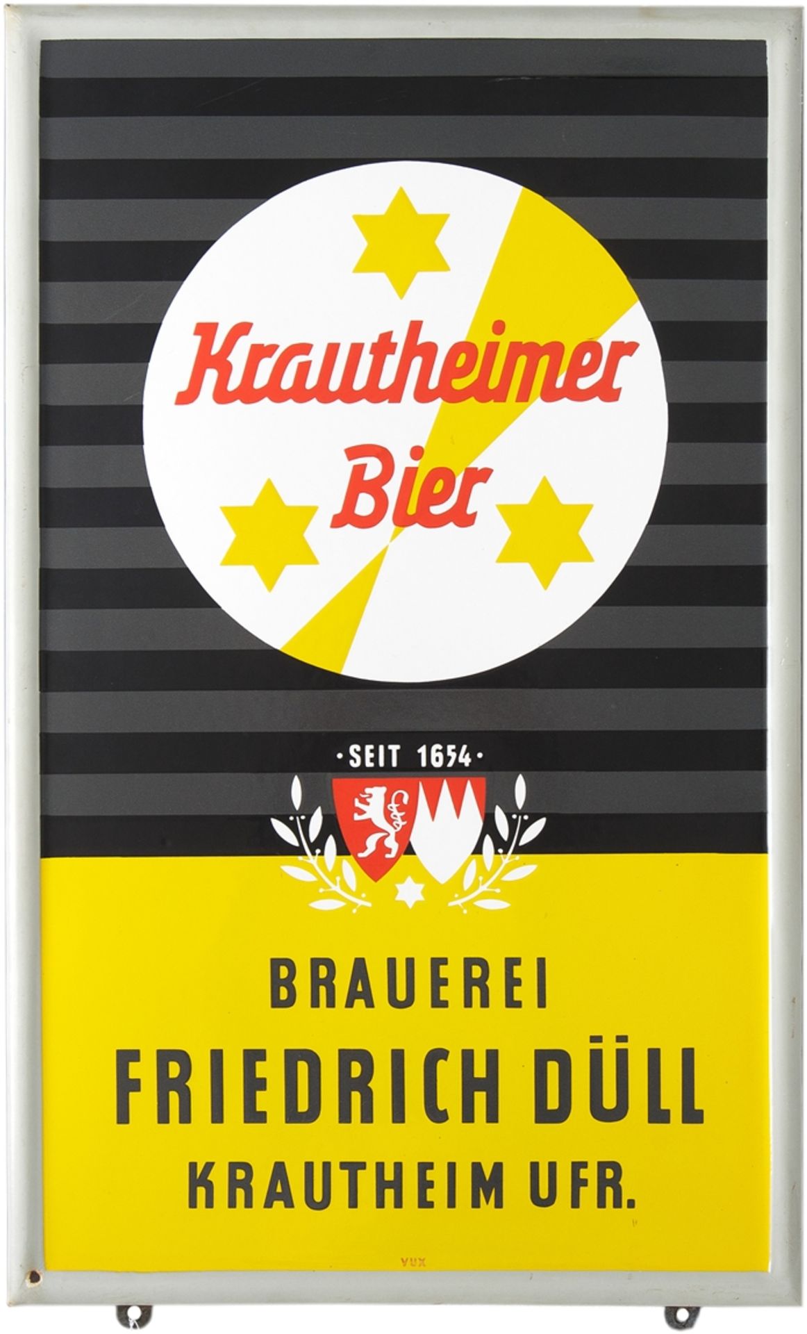 Enamel sign Krautheimer Bier, Volkach around 1950