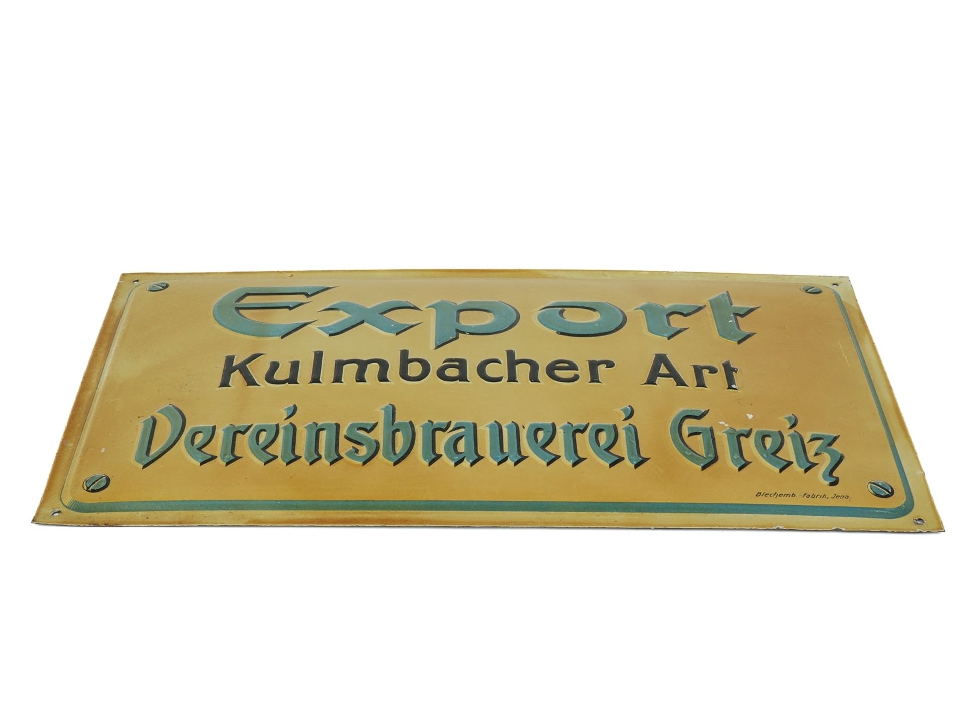 Tin sign Export Kulmbacher Art, Vereinsbrauerei Greiz, around 1930 - Image 2 of 4