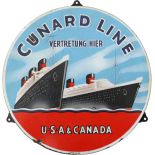 Emailschild Cunard Line, Niederlande, um 1930