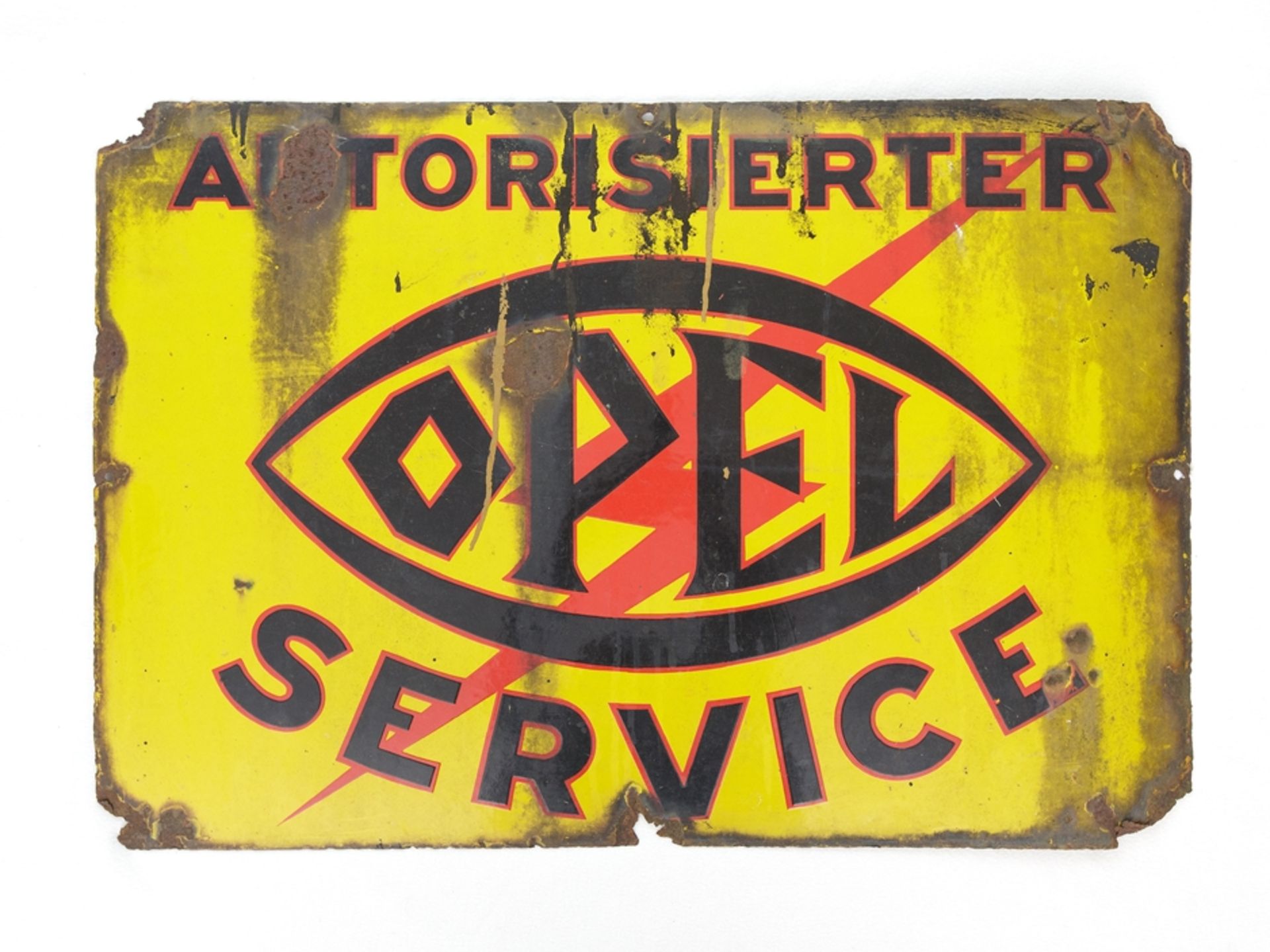 Enamel sign Authorized Opel Service, Rüsselsheim, around 1920 - Image 7 of 7